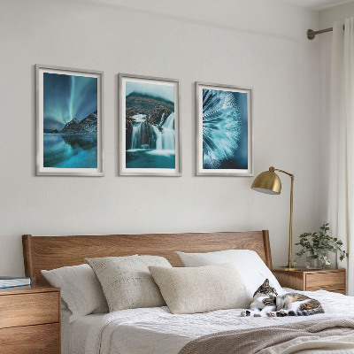 Wall art set Winter landscapes with waterfalls