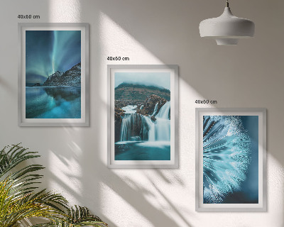 Wall art set Winter landscapes with waterfalls