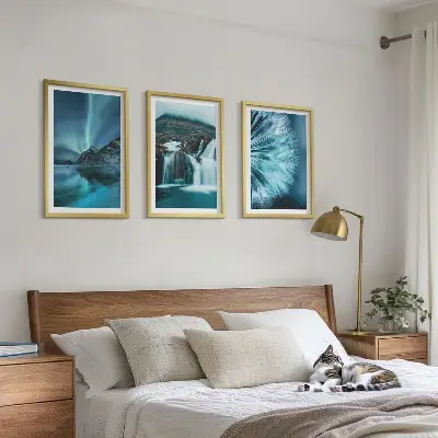 Winter landscapes with waterfalls wall art set a scenic winter nature collection