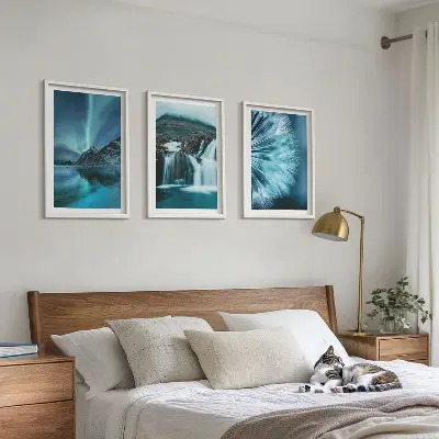 Winter landscapes with waterfalls wall art set a scenic winter nature collection