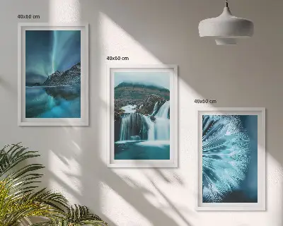 Winter landscapes with waterfalls wall art set a scenic winter nature collection