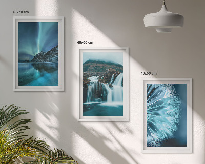 Wall art set Winter landscapes with waterfalls