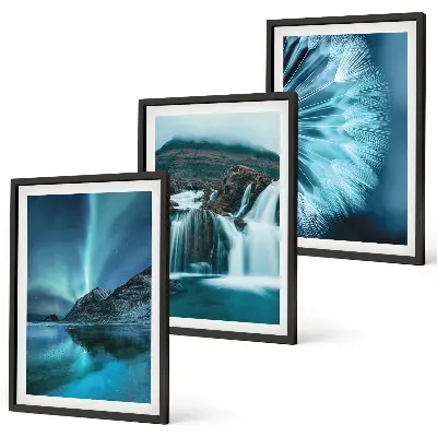 Winter landscapes with waterfalls wall art set a scenic winter nature collection