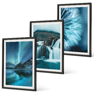Wall art set Winter landscapes with waterfalls