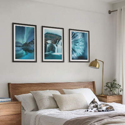 Wall art set Winter landscapes with waterfalls