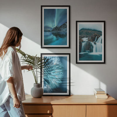 Wall art set Winter landscapes with waterfalls
