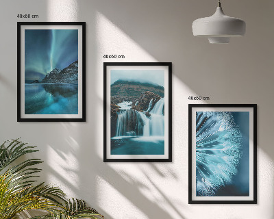 Wall art set Winter landscapes with waterfalls