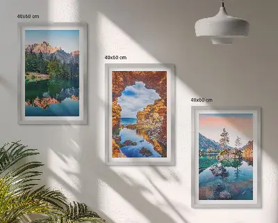 Mountain lakes rock reflections three-piece wall art set