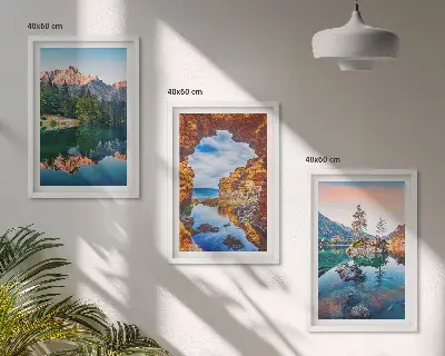Mountain lakes rock reflections three-piece wall art set
