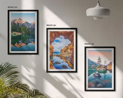 Mountain lakes rock reflections three-piece wall art set