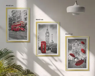 Red Accents London wall art set of 3 framed pieces