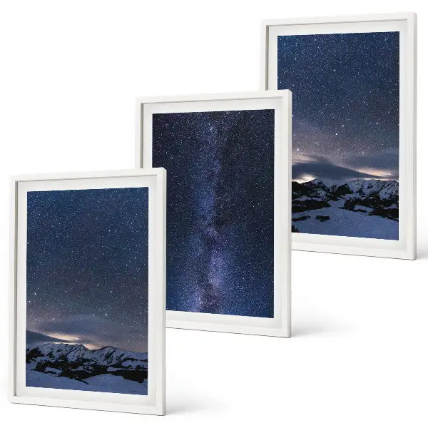 Wall art set night sky mountains and stars