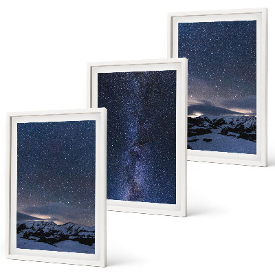 Wall art set Night sky mountains stars