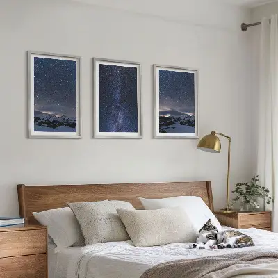 Wall art set night sky mountains and stars