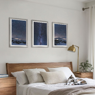 Wall art set Night sky mountains stars