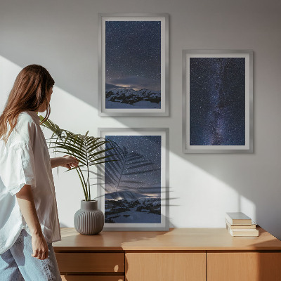 Wall art set Night sky mountains stars