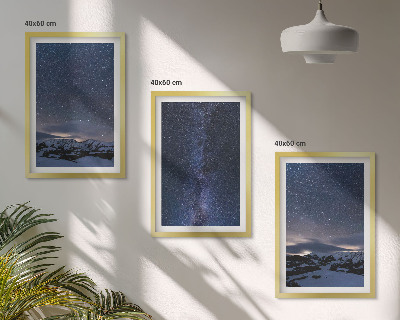Wall art set Night sky mountains stars