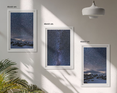 Wall art set Night sky mountains stars
