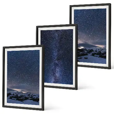 Wall art set night sky mountains and stars
