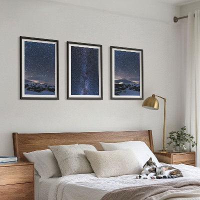 Wall art set Night sky mountains stars