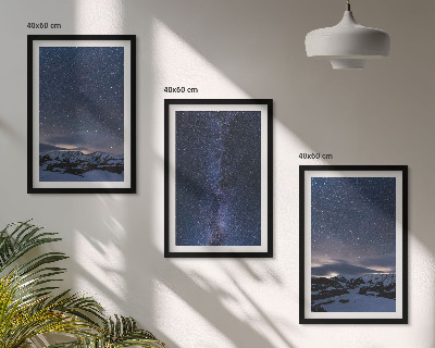 Wall art set Night sky mountains stars
