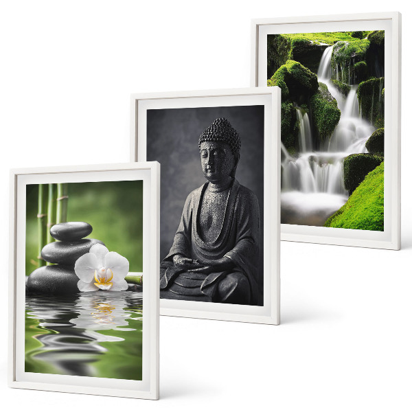 Three-piece wall art piece Relaxing ZEN water paintings