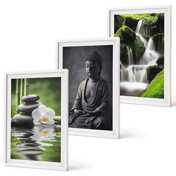 Zen water wall art three-piece painting set