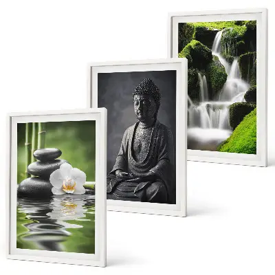 Zen water wall art three-piece painting set