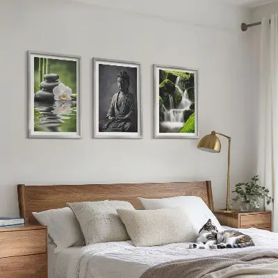 Zen water wall art three-piece painting set
