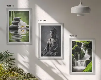 Zen water wall art three-piece painting set