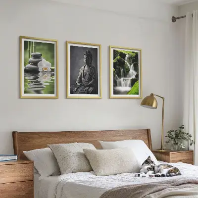 Zen water wall art three-piece painting set