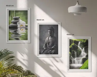 Zen water wall art three-piece painting set