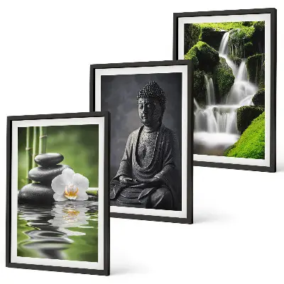 Zen water wall art three-piece painting set