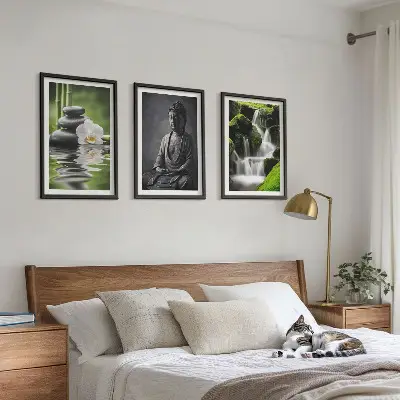 Zen water wall art three-piece painting set