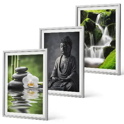 Zen water wall art three-piece painting set