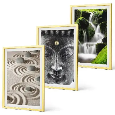 The Peace of the Stones of the Buda Zen Waterfall wall art set of 3 framed pieces
