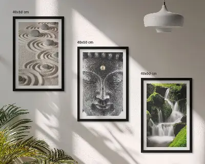 The Peace of the Stones of the Buda Zen Waterfall wall art set of 3 framed pieces
