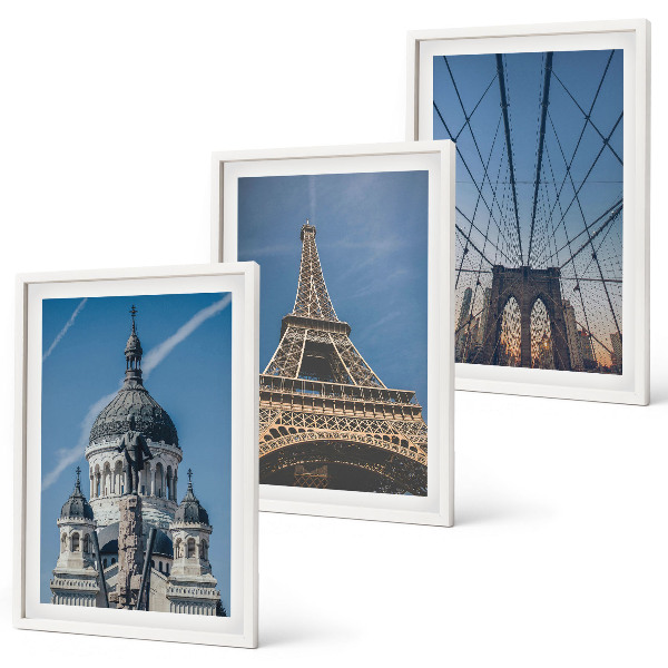 Wall art set Views of buildings from cities around the world