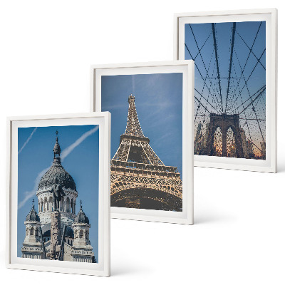 Wall art set Views of buildings from cities around the world