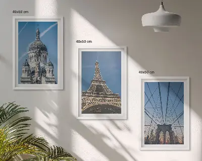 Wall art set featuring views of buildings from cities around the world