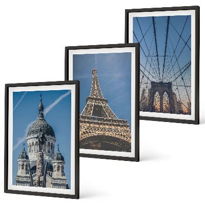 Wall art set Views of buildings from cities around the world