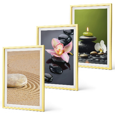 Three-piece wall art piece Relaxing zen stone motifs