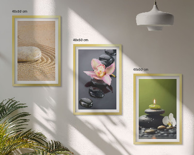 Three-piece wall art piece Relaxing zen stone motifs