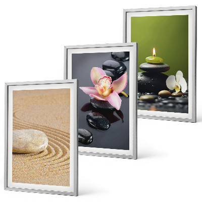 Three-piece wall art piece Relaxing zen stone motifs