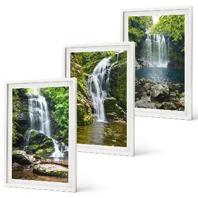 Waterfalls green surroundings wall art set 