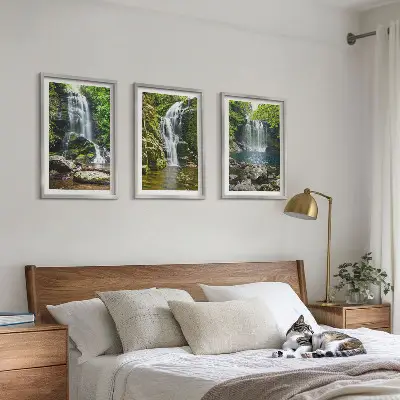 Waterfalls green surroundings wall art set 