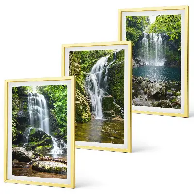 Waterfalls green surroundings wall art set 
