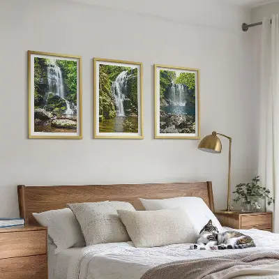 Waterfalls green surroundings wall art set 
