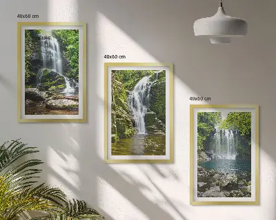 Waterfalls green surroundings wall art set 