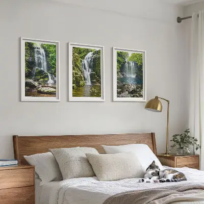 Waterfalls green surroundings wall art set 